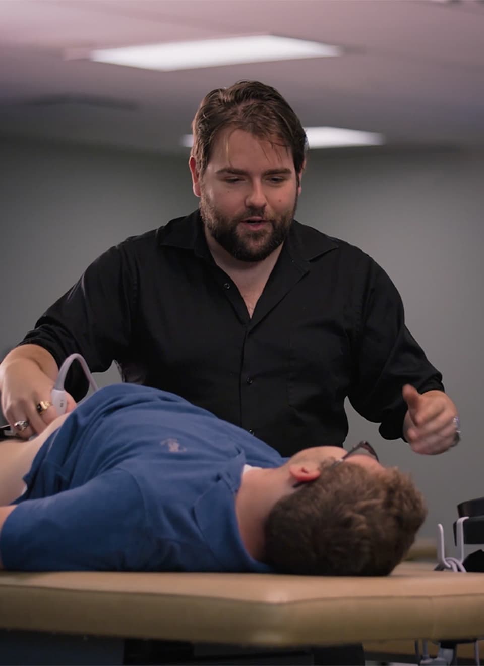 student checking test patient