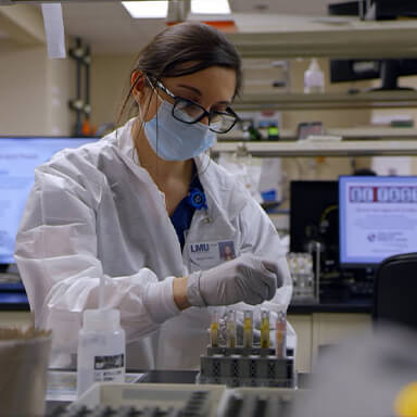 student doing a chemistry lab