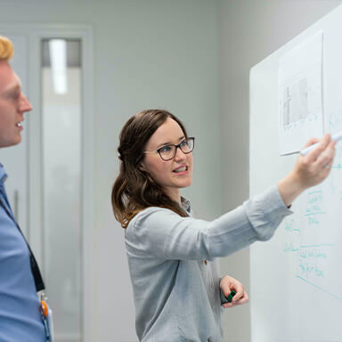 teacher writing on a whiteboard