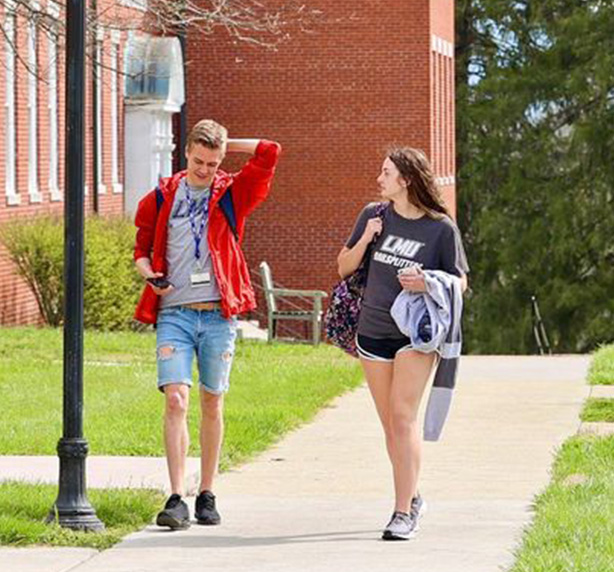 students walking on campus