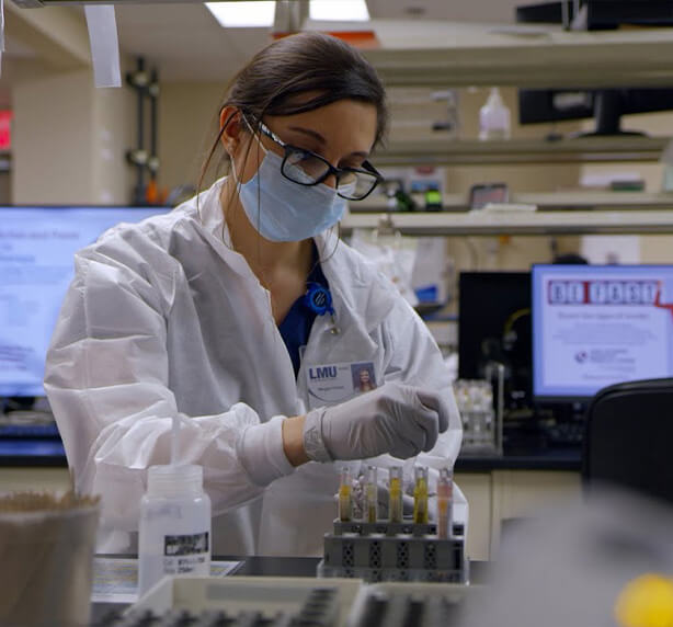student doing a lab