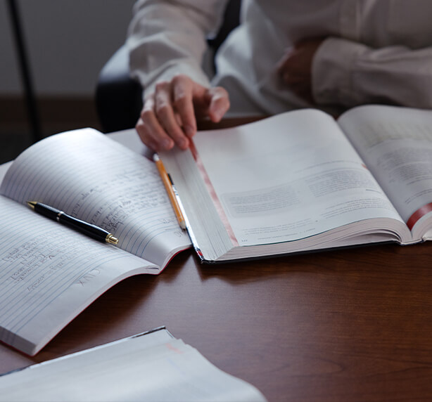 student reading a textbook