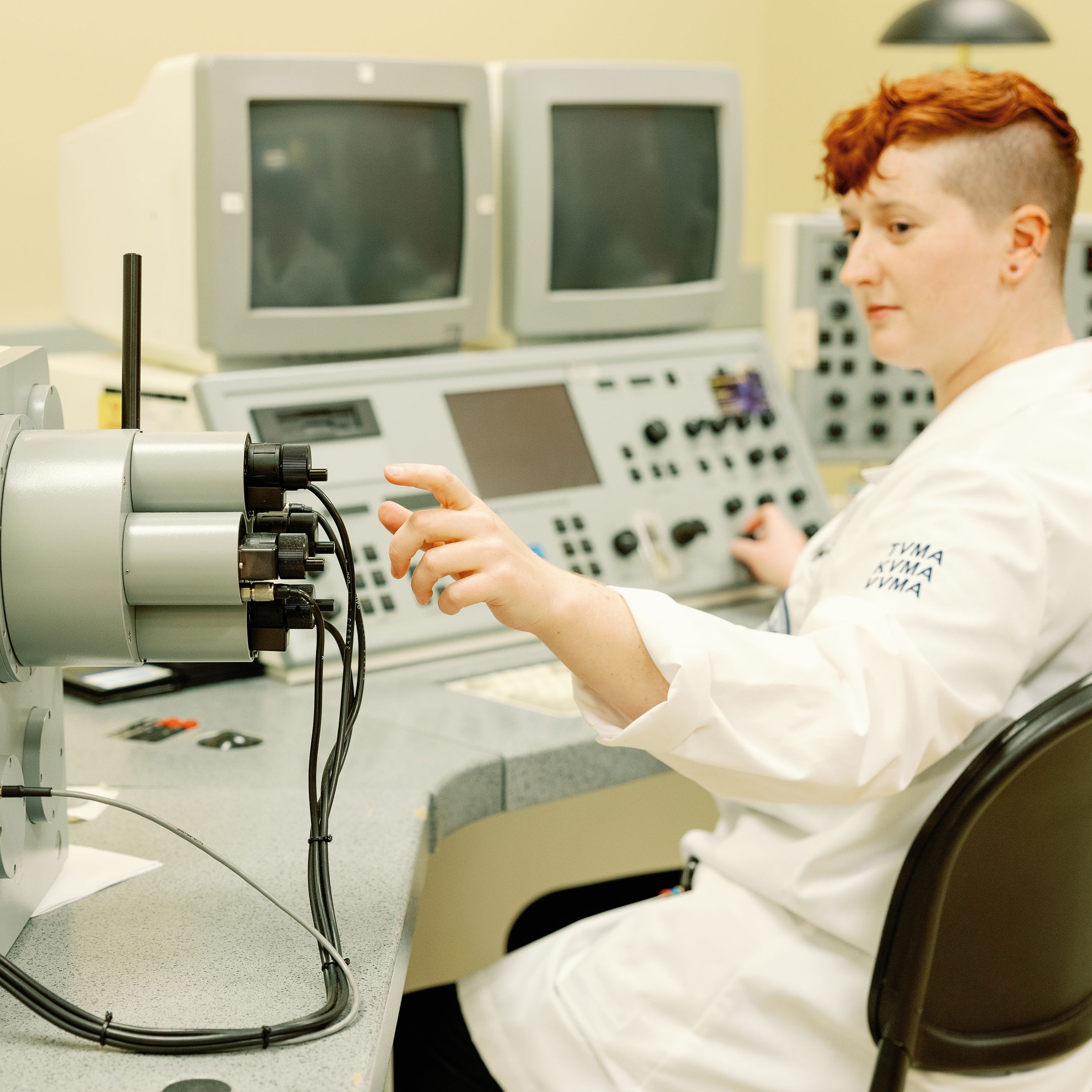 a student using a research machine