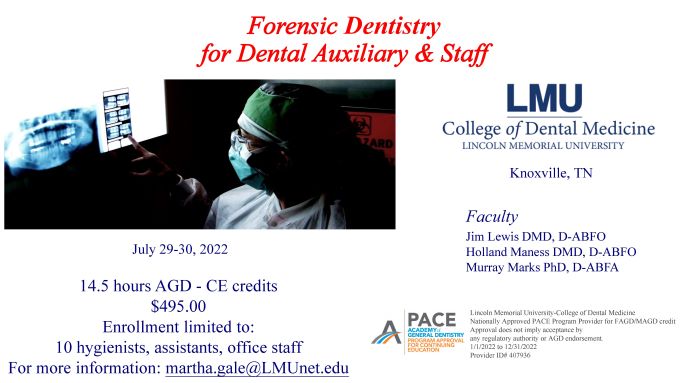 Forensic Odontology for Dental Auxiliary & Staff Flyer