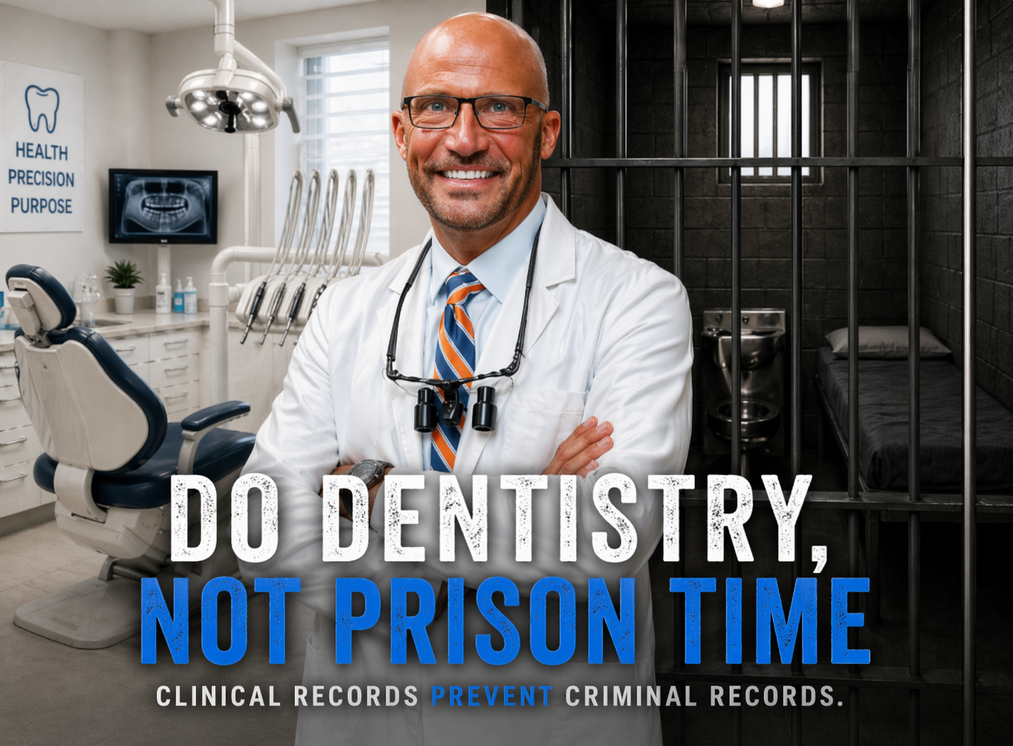 Picture of Dr. Shelborne between dental office and prison.