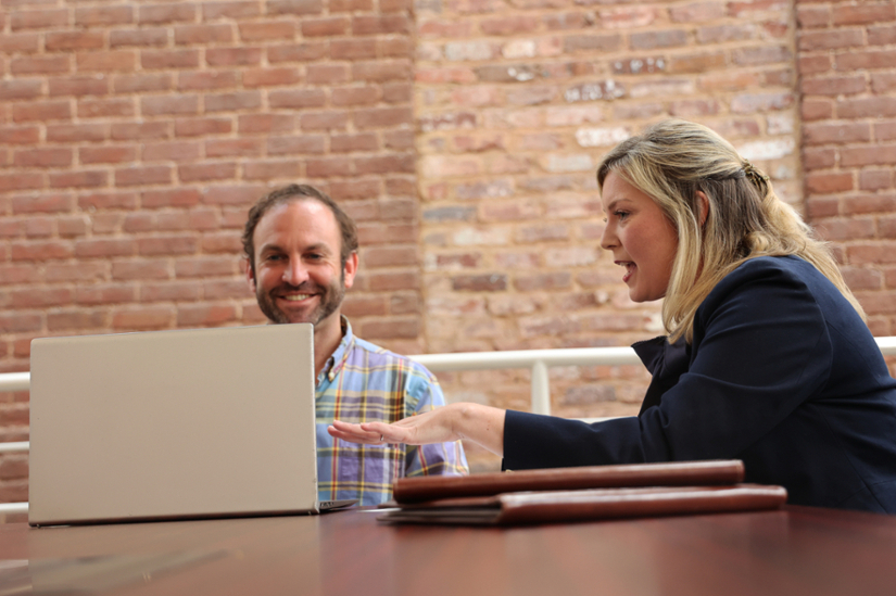 Career services member providing advice to a student