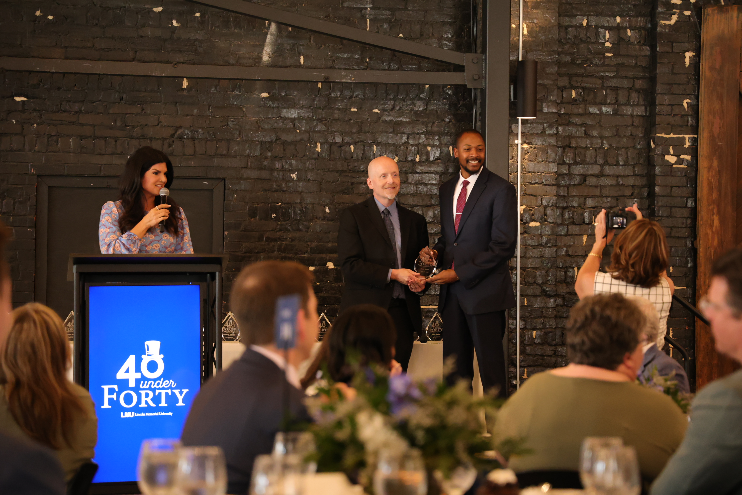 accepting award