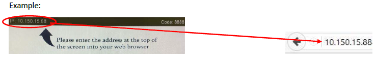 open web browser and copy ip address out of the top left corner and paste it into the address bar