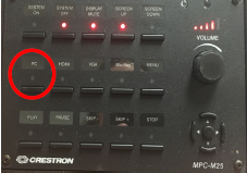 image of podium controls instructing you to press the pc button