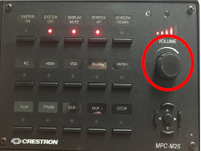 podium controls instructing you to use the volume knob