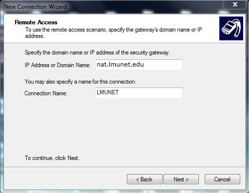 adding a remote access using the ip address/domain name and making a connection name 