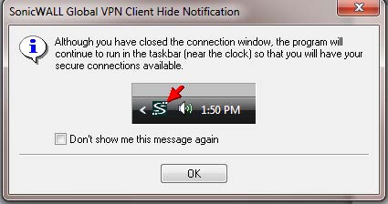 sonic wall vpn client hide notification
