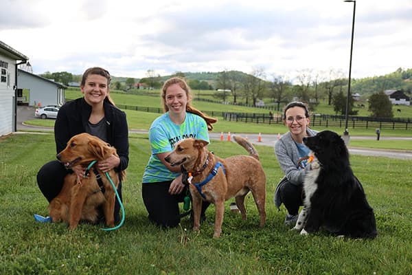 students with dogs