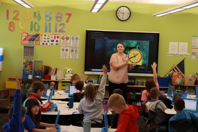 student teacher in class