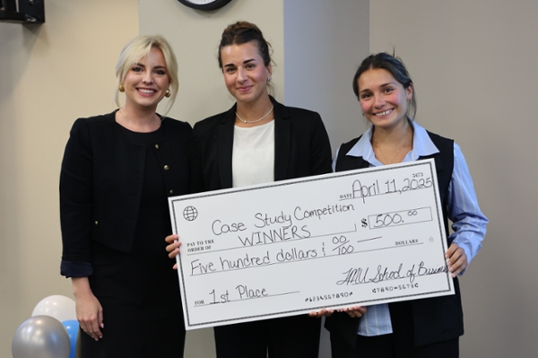 LMU business students presenting during a case study competition