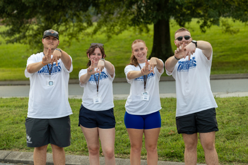 LMU students pose during Welcome Weekend