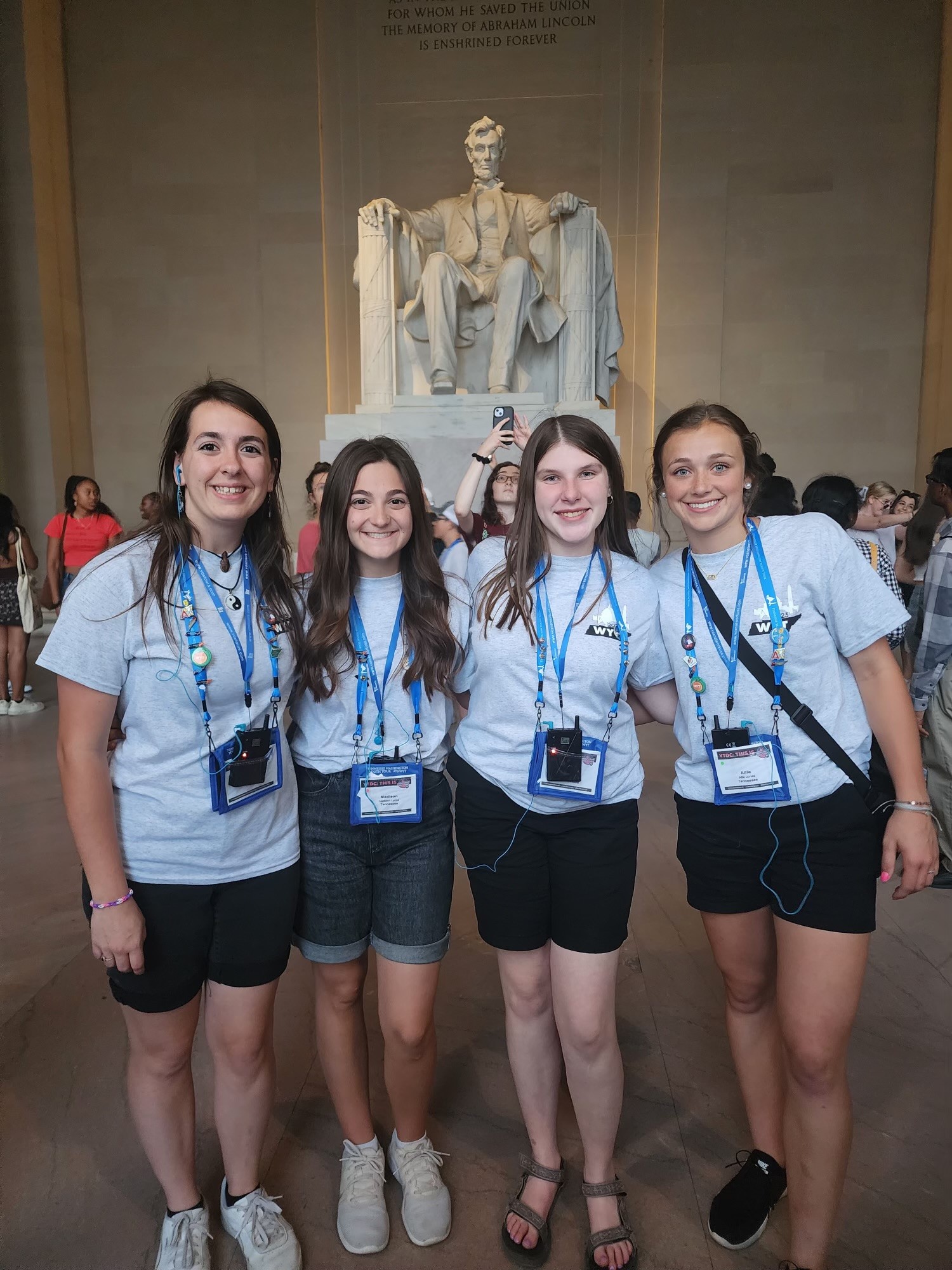 Anna posing at the Lincoln Memorial