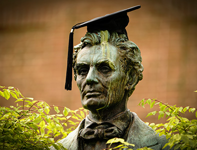 Lincoln Statue with Grad Cap