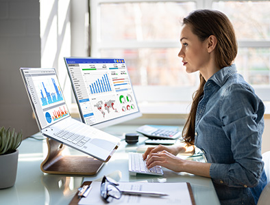 Women looking at analytics dashboard