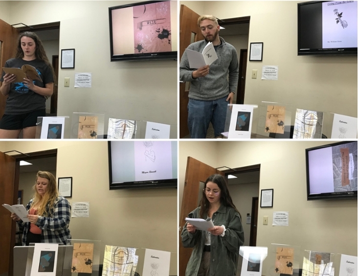 Poetry students read from self-published chapbooks.