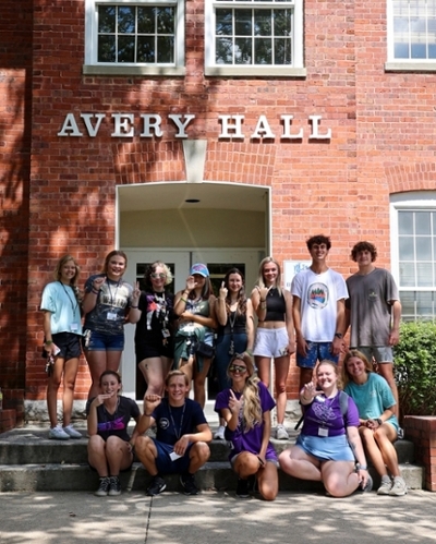 Group of students in front of Avery Hall.