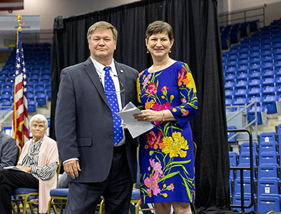 Dr. Hess inducts Sue Ann Bales into LMU Hall of Fame