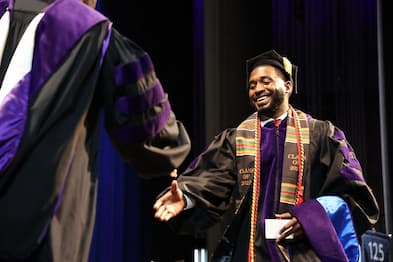 LMU Law student receiving an award