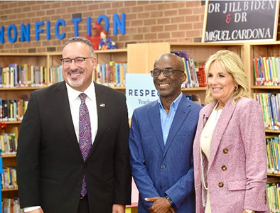 Secretary Miguel Cardona, Dion Dykes & First Lady Jill Biden