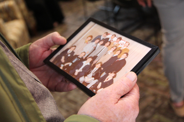 looking at photograph