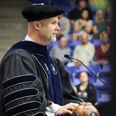 Dr. McConnell speaking at commencement