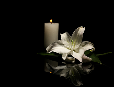 Peace lily and candle