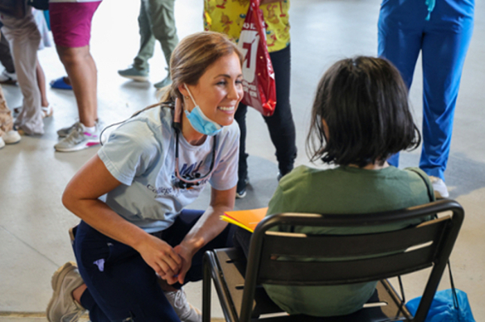 Student at a volunteer event