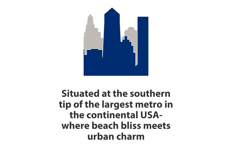 Situated at the southern tip of the largest metro in the continental USA- where beach bliss meets urban charm