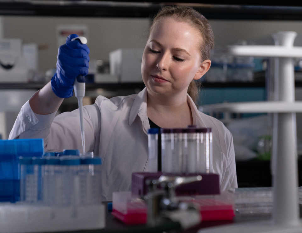 Student working in a research laboratory