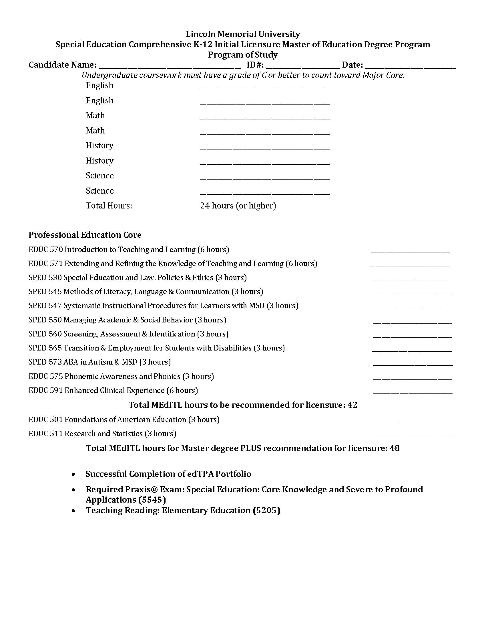 SPED Comprehensive K-12 Program of Study