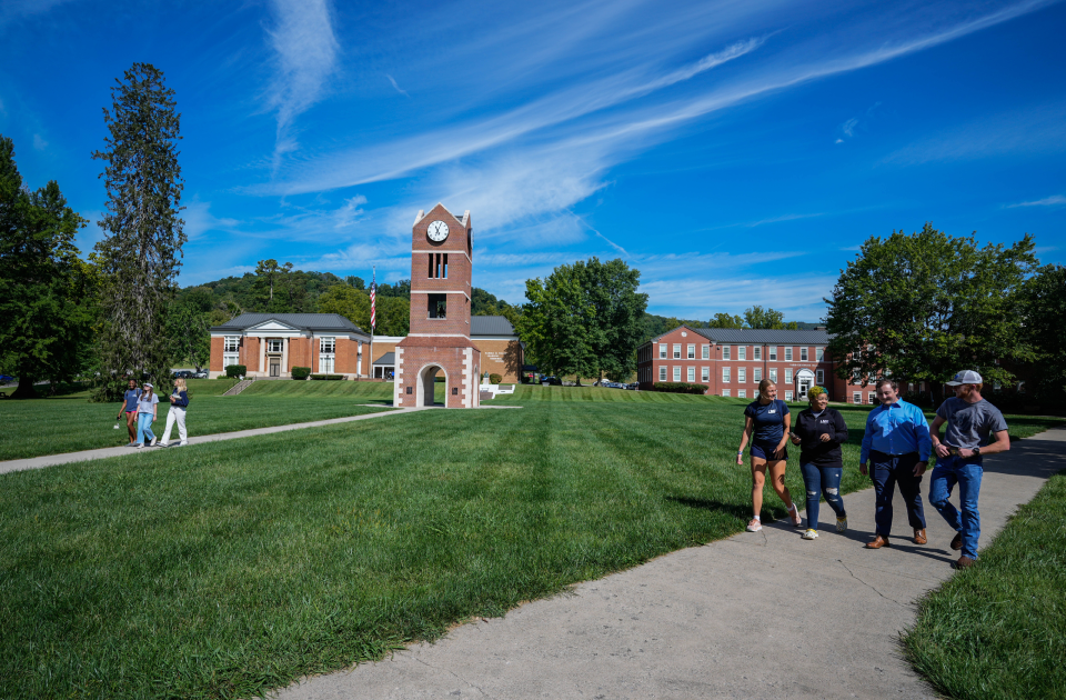 A clock tower on the campus of LMU.