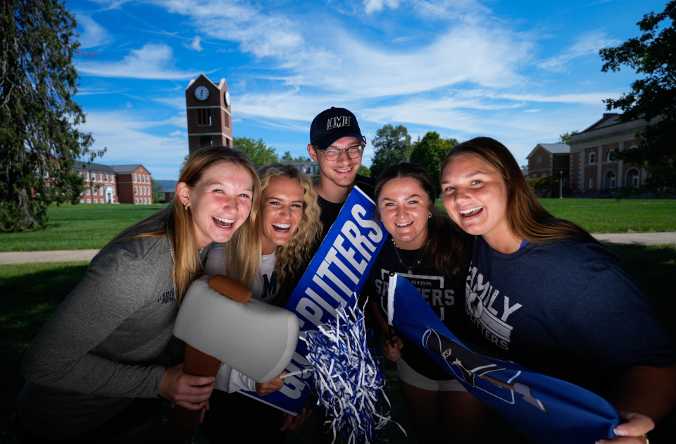 A picture of students showing school spirit.